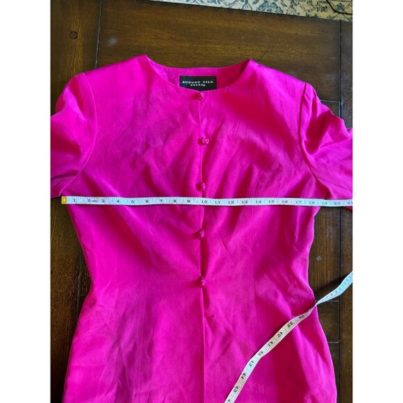 Vintage August Silk Sheath Dress Suit Set Fuchsia  Pink Professional Office 8 - Picture 11 of 14